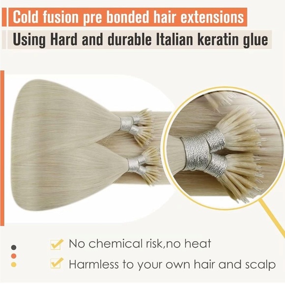 14” Nano Beads Hair Extensions Platinum Blonde Human Hair 50g/50s - Picture 5 of 6